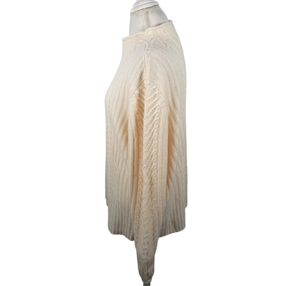 Haven Well Within Cream Cable Aran Knit Roll Neck Sweater 100% Cashmere Size XL - Picture 6 of 11